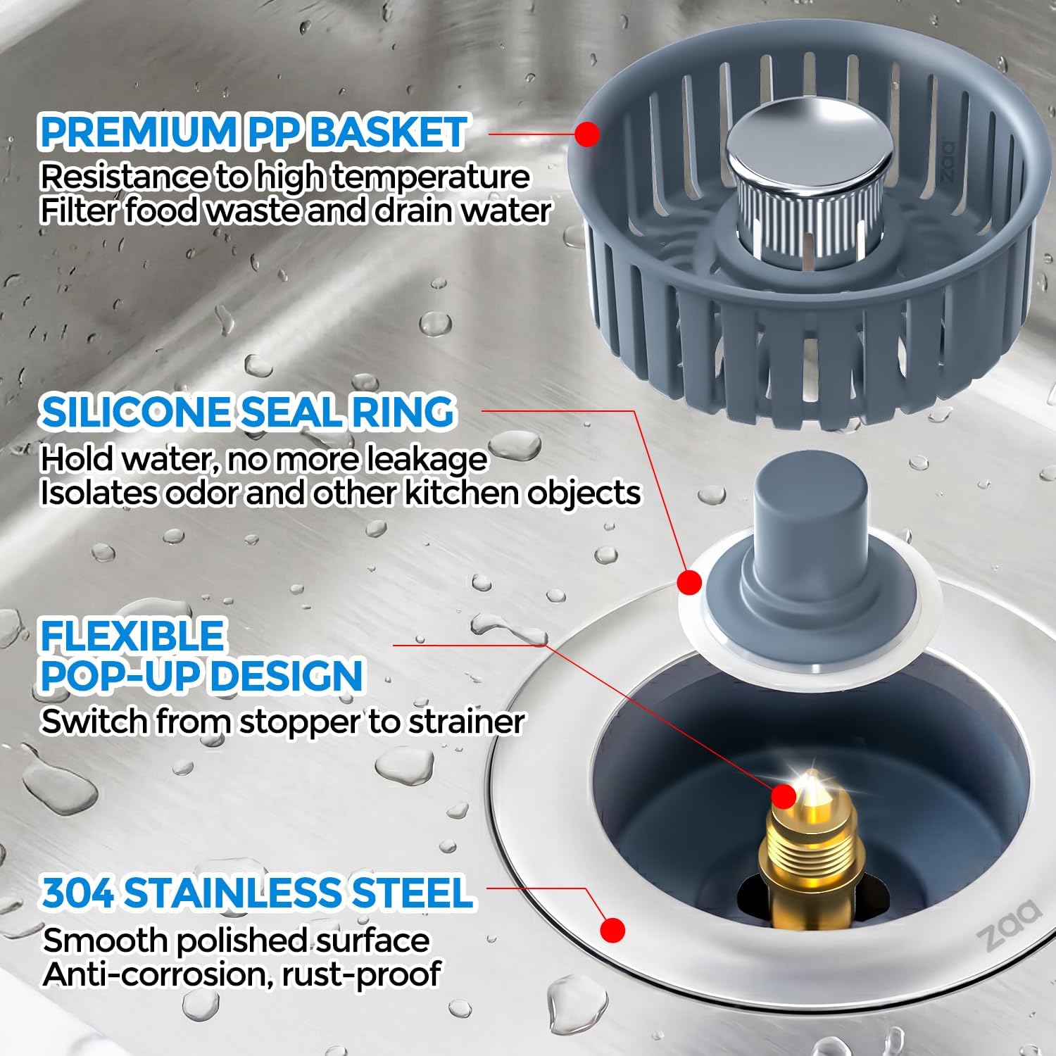 Sink Drain Strainer 🧼✨ — a smart 3 in 1 Kitchen Sink Drain Strainer & Stopper designed to keep your sink clean, clog-free, and hassle-free!