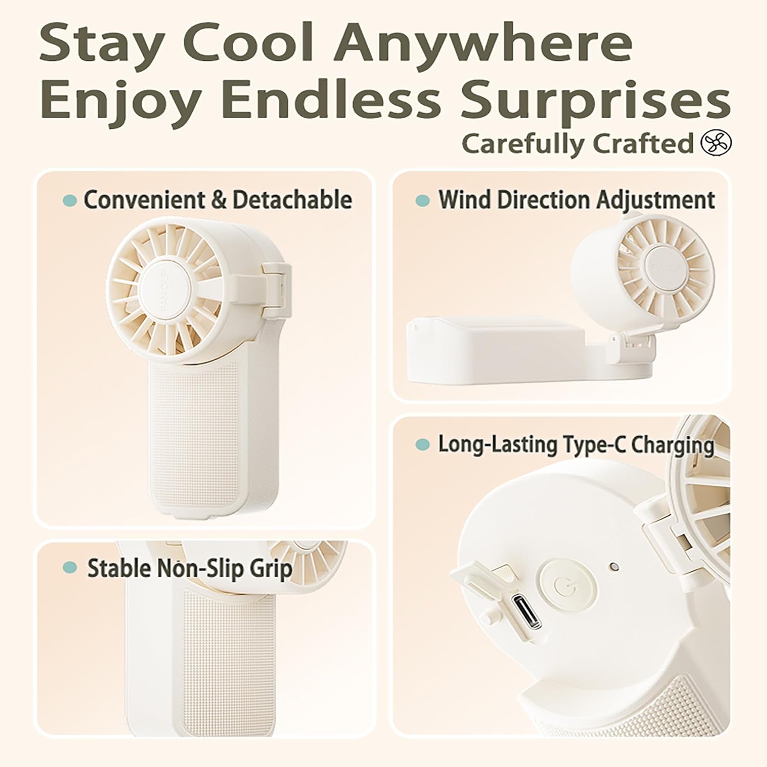 Portable 2-in-1 Water Bottle with Foldable Fan 690ml – USB Rechargeable Cooling Cup with Straw, 3-Speed Handheld Fan Bottle for Travel, Camping, Hiking & Summer Outdoor Activities (White)