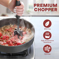 Meat Chopper & Hamburger Grinder – Premium Heat Resistant Ground Beef Smasher, Nylon Potato Mixer & Meat Tenderizer Tool for Kitchen Cooking – Black