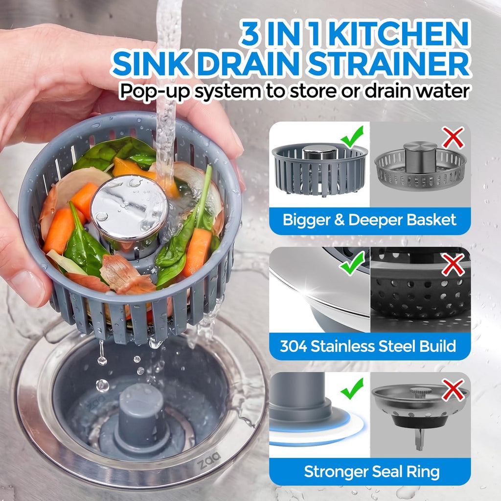 Sink Drain Strainer 🧼✨ — a smart 3 in 1 Kitchen Sink Drain Strainer & Stopper designed to keep your sink clean, clog-free, and hassle-free!
