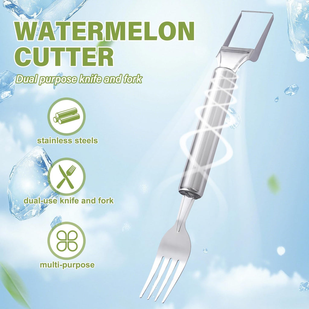 2-In-1 Stainless Steel Fruit Cutter 2026 New Watermelon Fork Slicer Cutting Tool — the perfect summer kitchen gadget for home, parties, picnics, and camping!