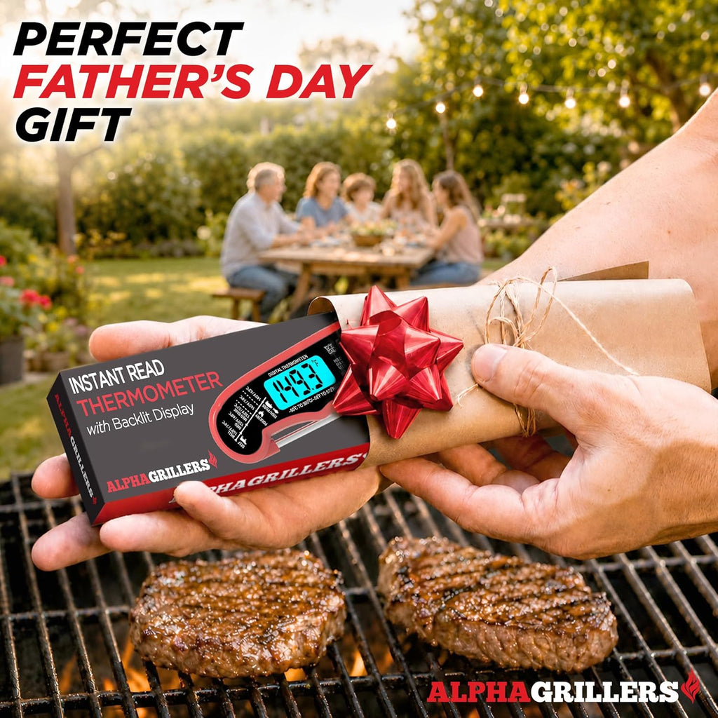 Digital Alpha Grillers Meat Thermometer – Instant Read Food Thermometer for Cooking & Grilling – Professional Kitchen Fathers Day Gift for Dad Men Him Husband